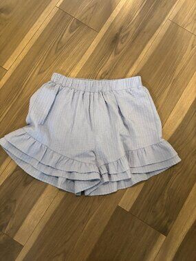 Simply Southern Women's Light Blue Ruffle Hem Shorts ~ Small